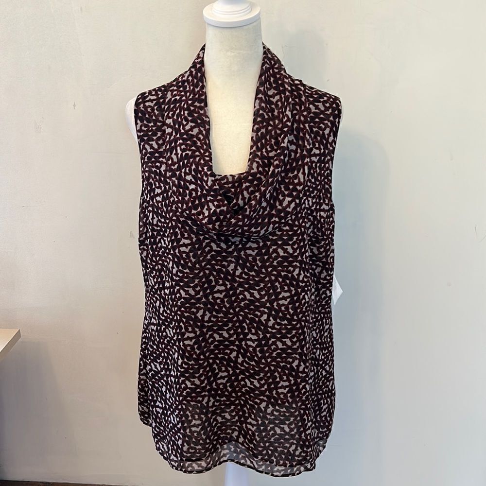 CABI Sakura red sheer sleeveless lattice blouse Size M New